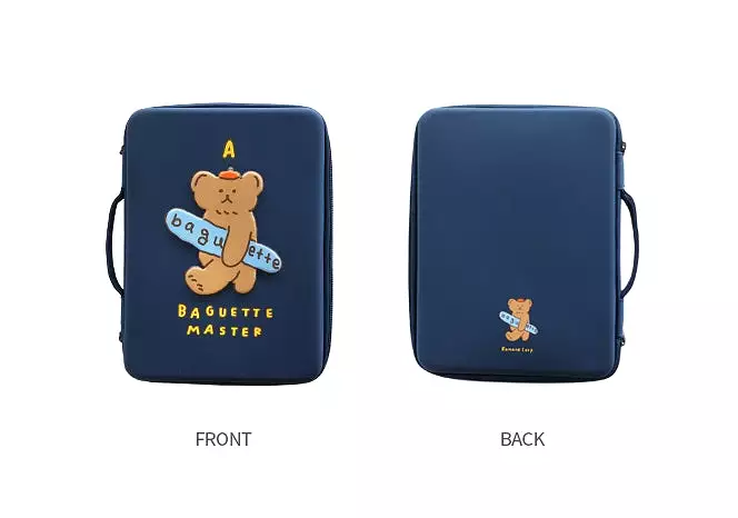 Navyblue Baguette Bear 13 inch Hard Laptop Protective Handbags Purses Bags Sleeves Handheld Square Shaped MacBook Air Pro Asus C