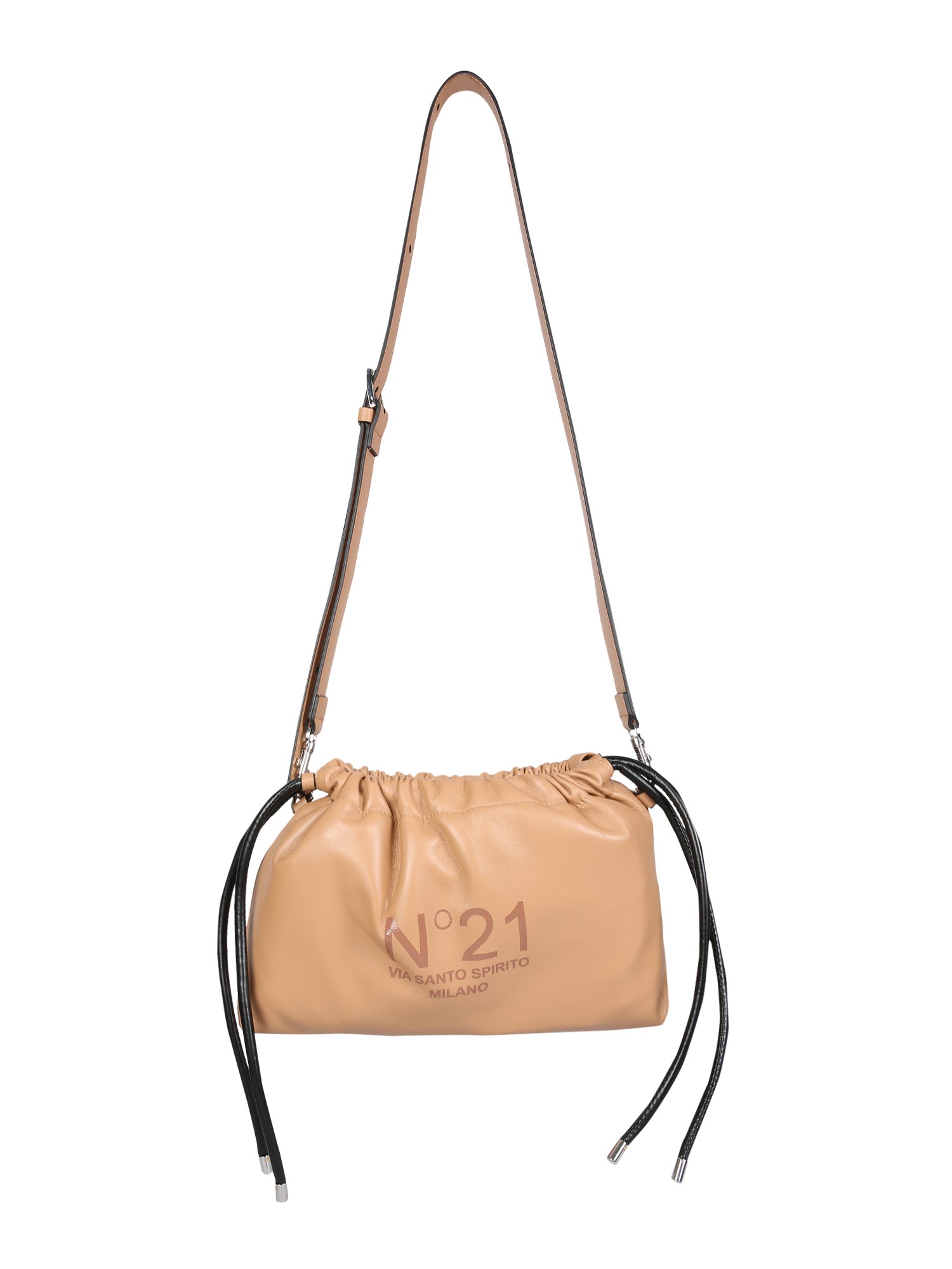 N°21    EVA FAUX LEATHER SHOULDER BAG WITH VIA SANTO SPRITO LOGO PRINT