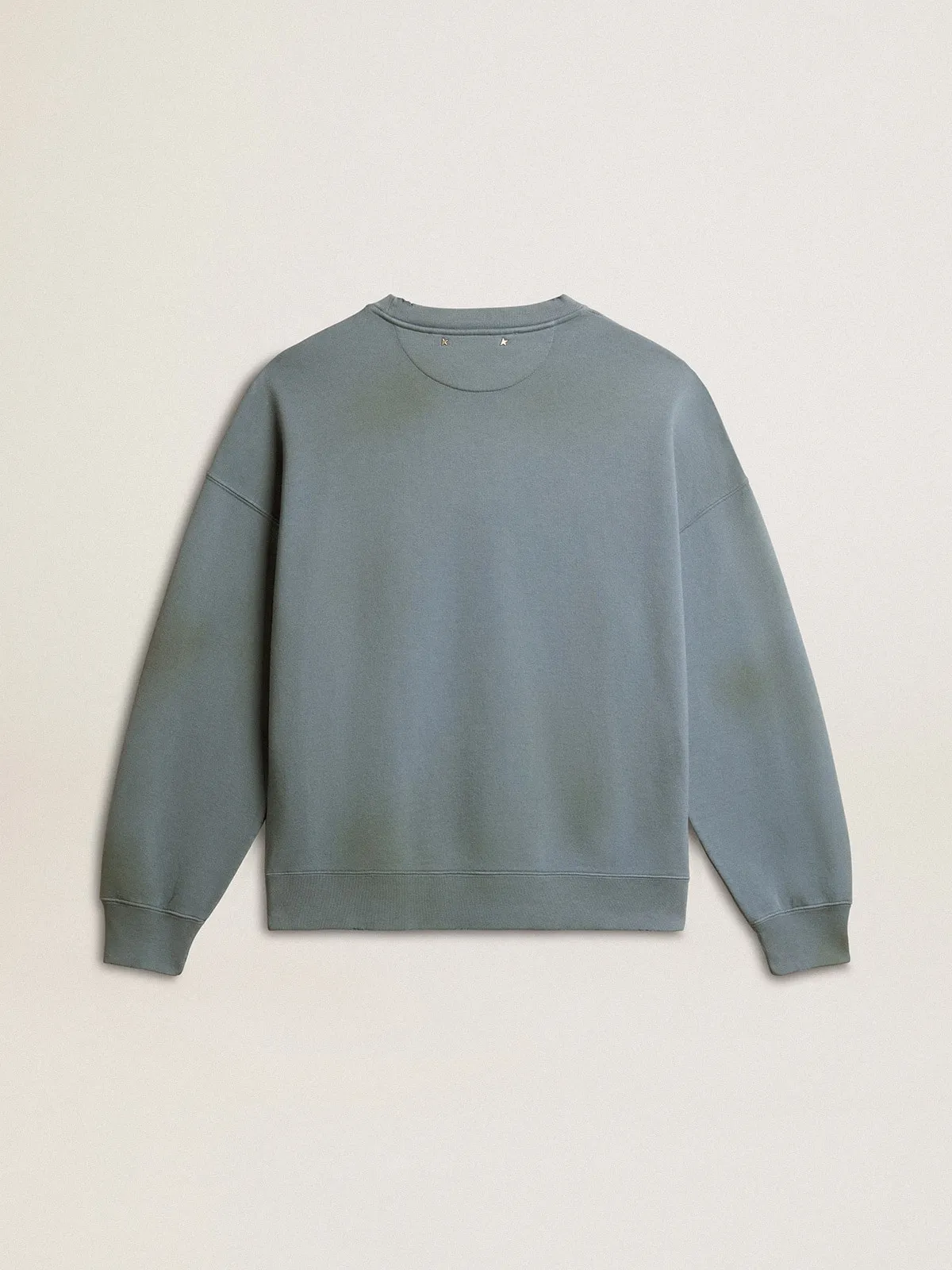 Oversized sweatshirt in baby blue with distressed finish