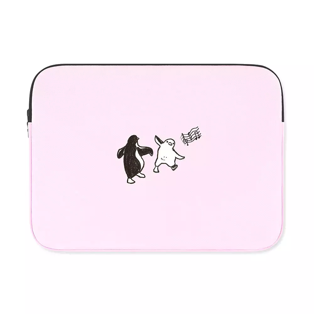 Pink Penguin Graphic Laptop Sleeves 13 15 inch Cases Protective Covers Handbags Square Pouches Designer Artist Prints Cute Light