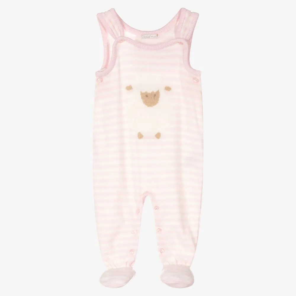 Pink Striped Knitted Dungarees