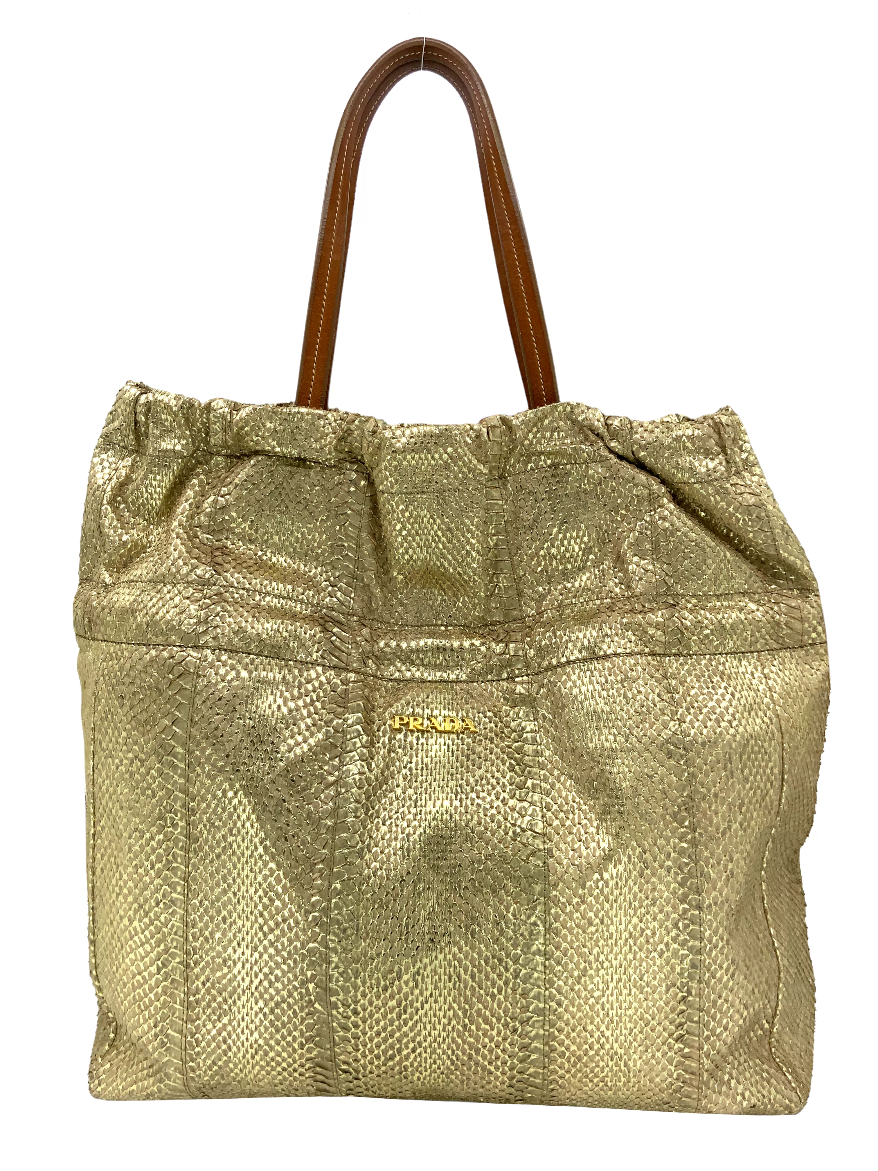 Prada Oro Viper Drawstring Shopping Tote