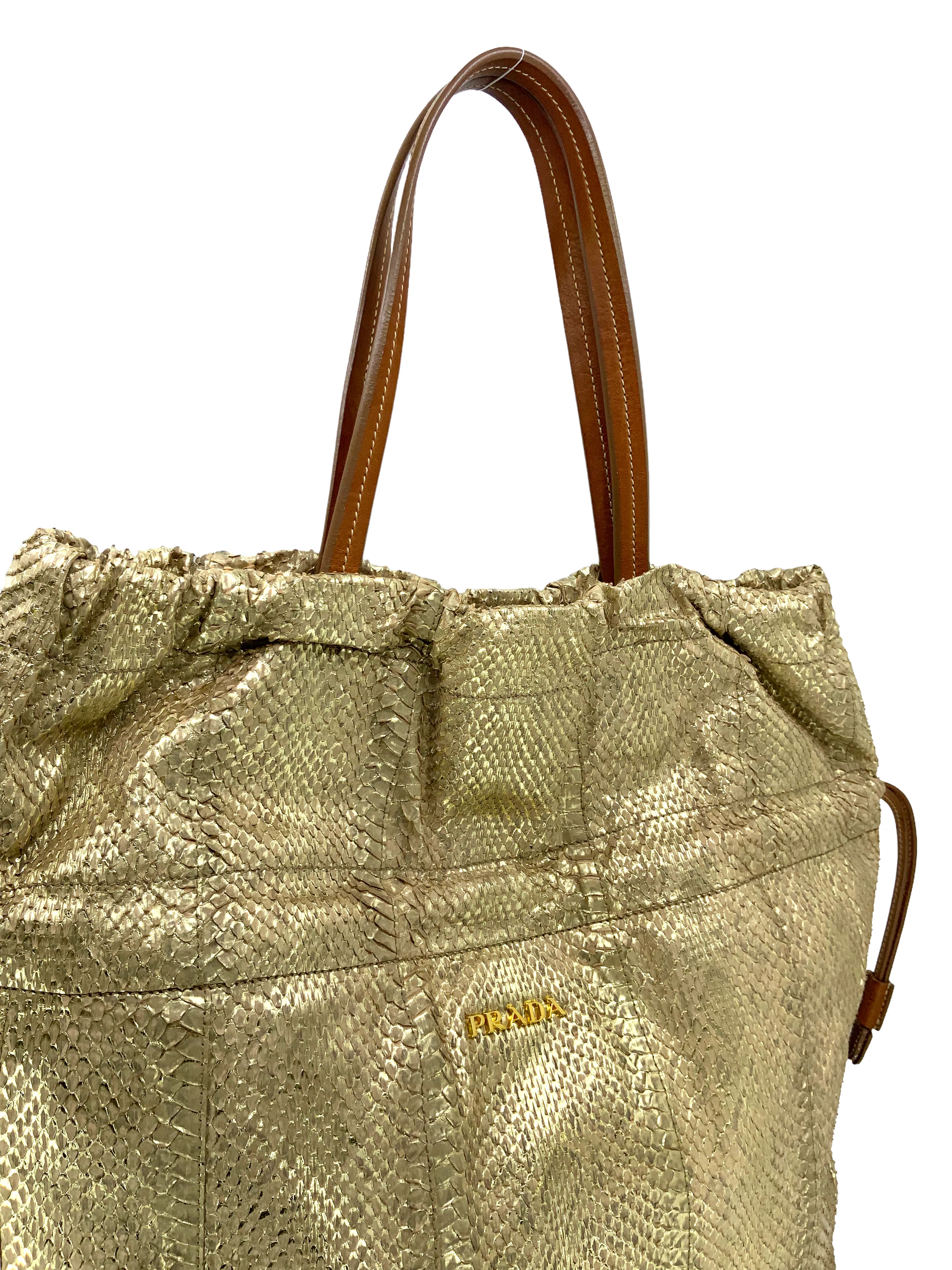 Prada Oro Viper Drawstring Shopping Tote