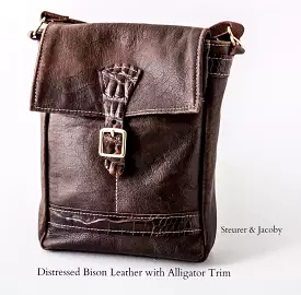 Premium Leather Satchel - Bison & Alligator