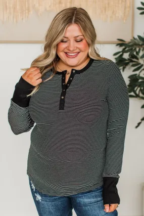 Put You First Striped Knit Top- Black