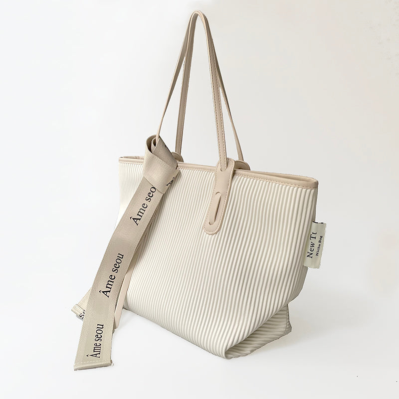 Ribbed White Tote Bag