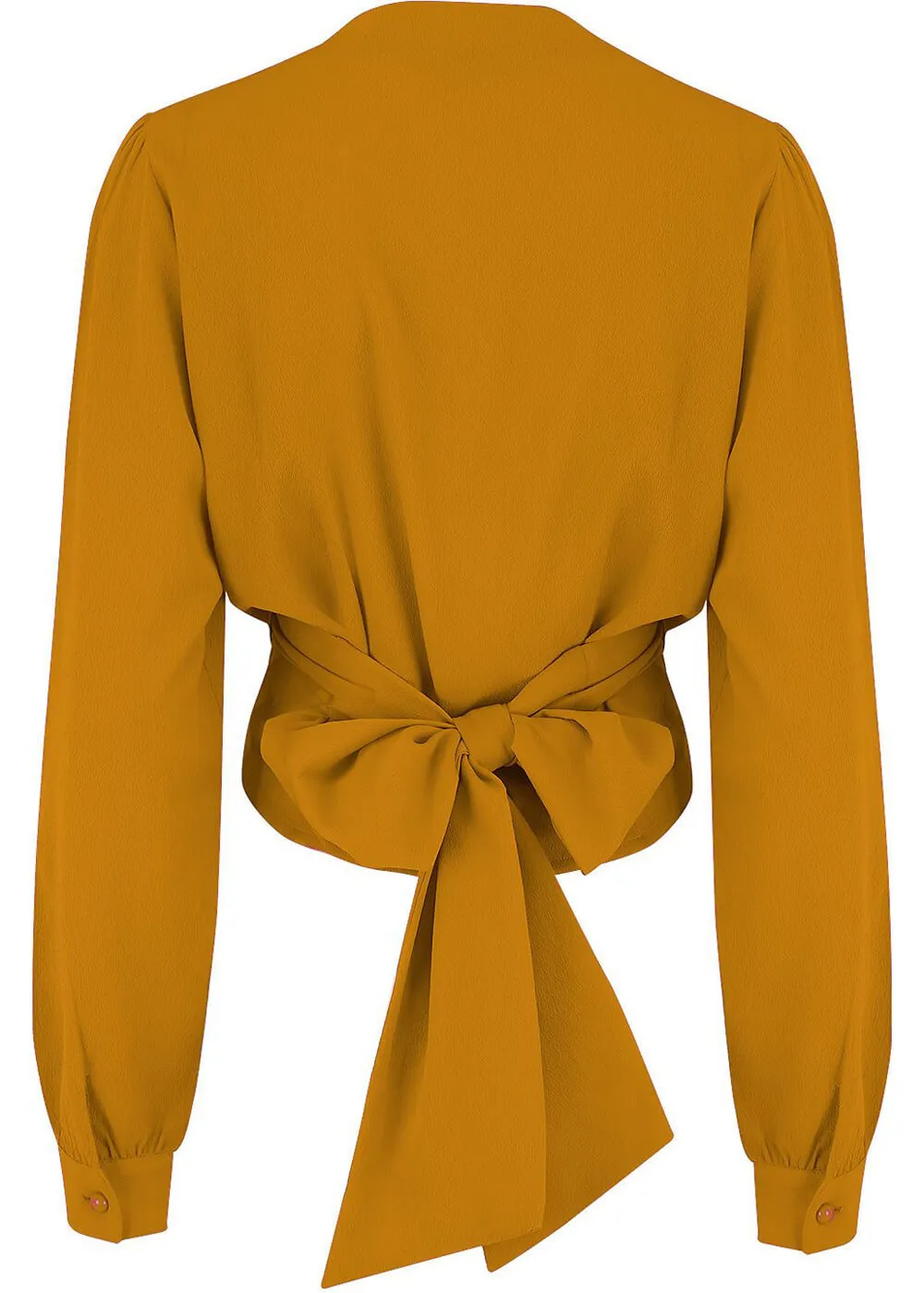 Rock N Romance Darla Long Sleeve 40's Wrap Blouse Mustard