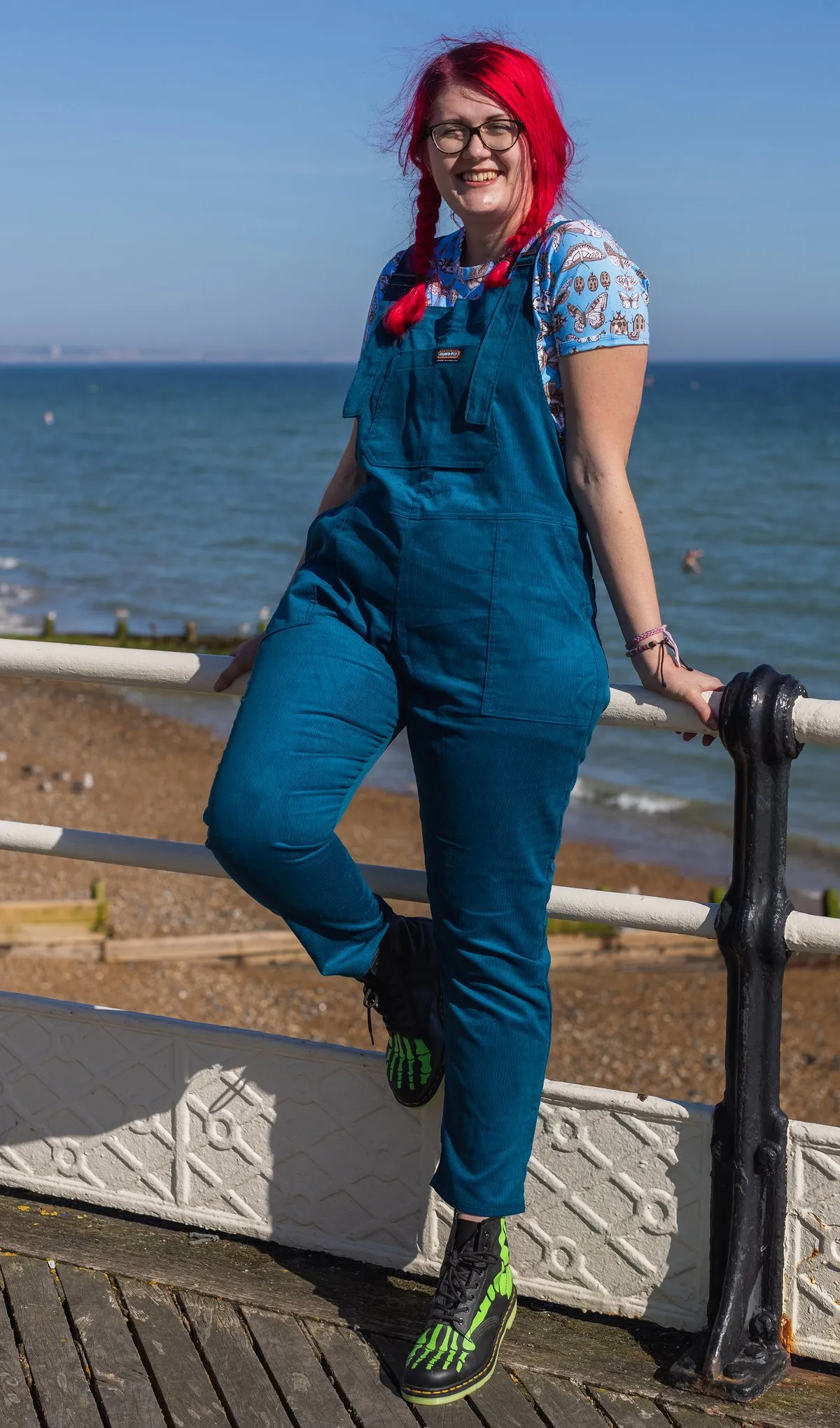 Run & Fly Ink Blue Corduroy Baggy Dungarees