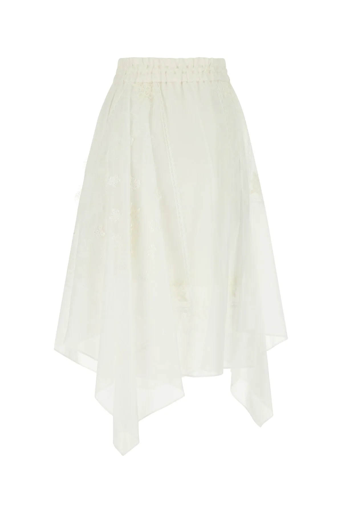 Sacai Lace Detailed Drawstring Midi Skirt