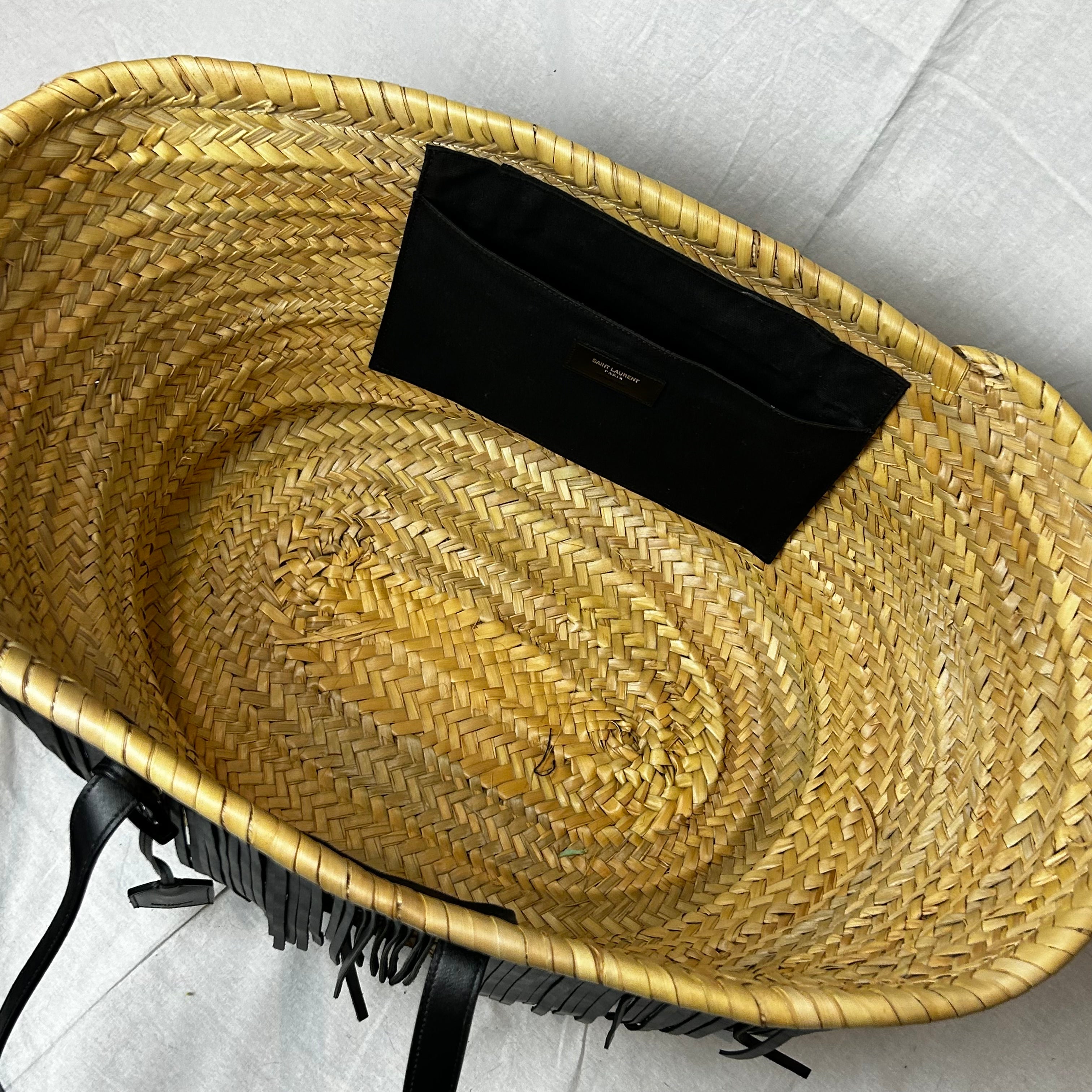 Saint Laurent Large Fringed Pannier Basket Bag