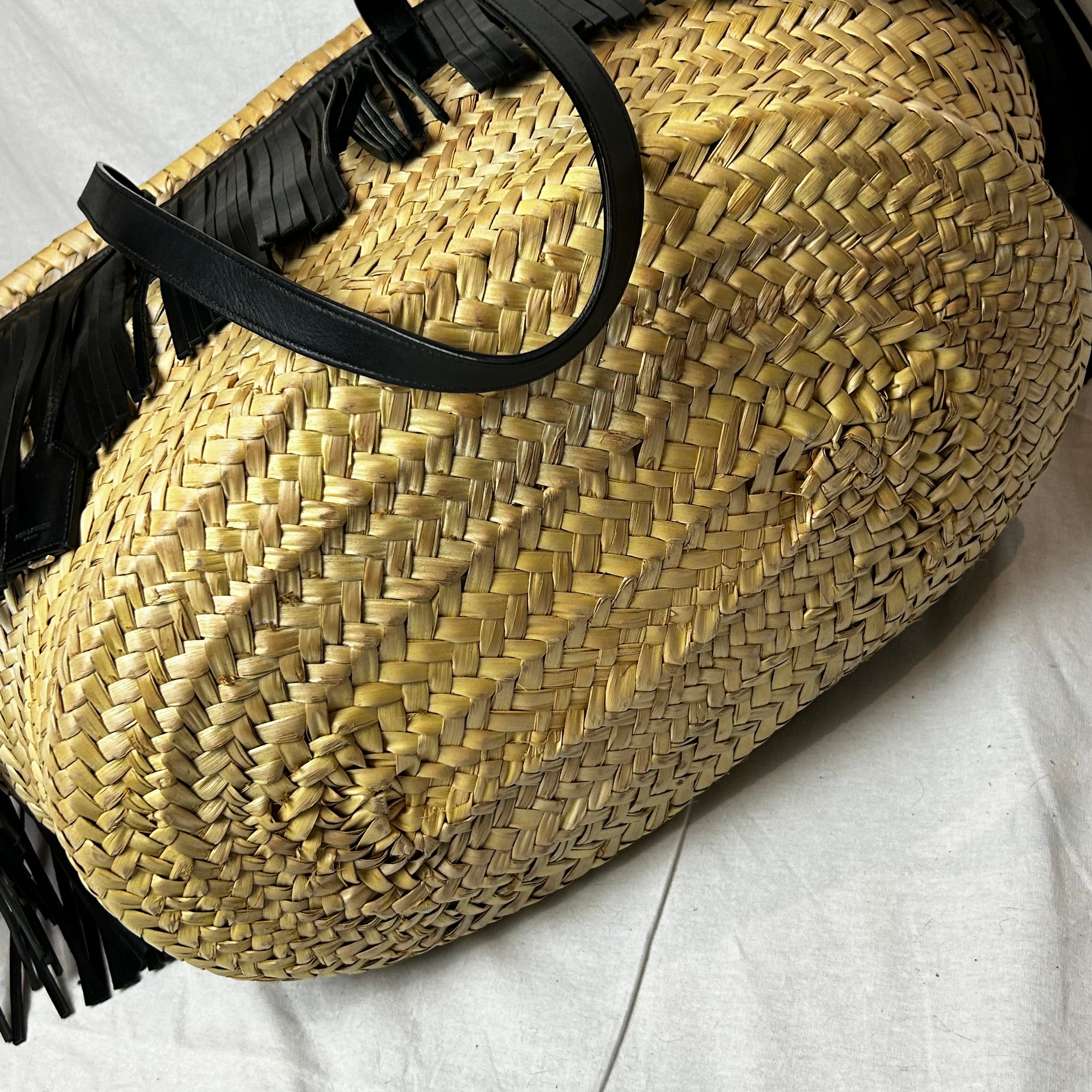 Saint Laurent Large Fringed Pannier Basket Bag