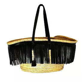 Saint Laurent Large Fringed Pannier Basket Bag