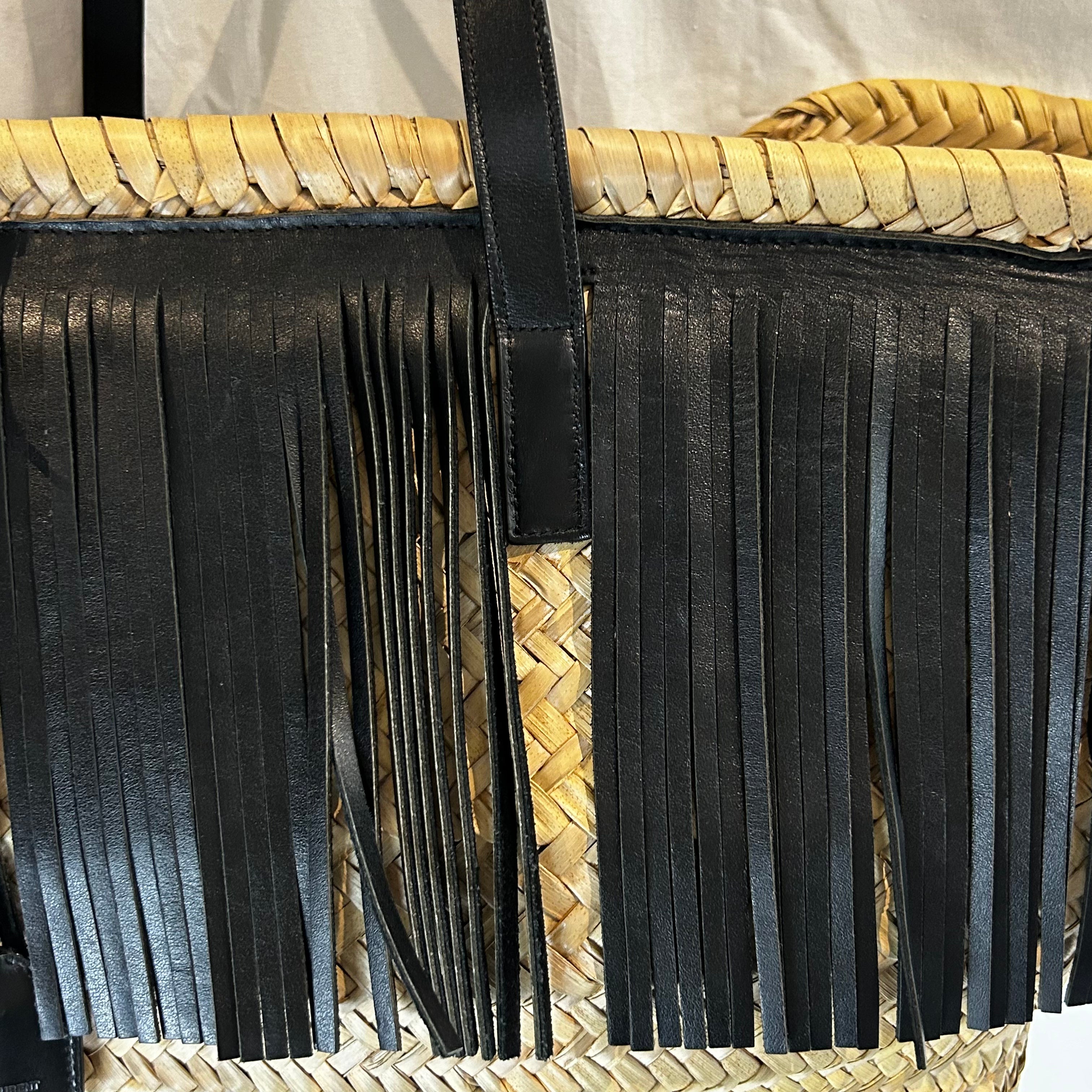 Saint Laurent Large Fringed Pannier Basket Bag