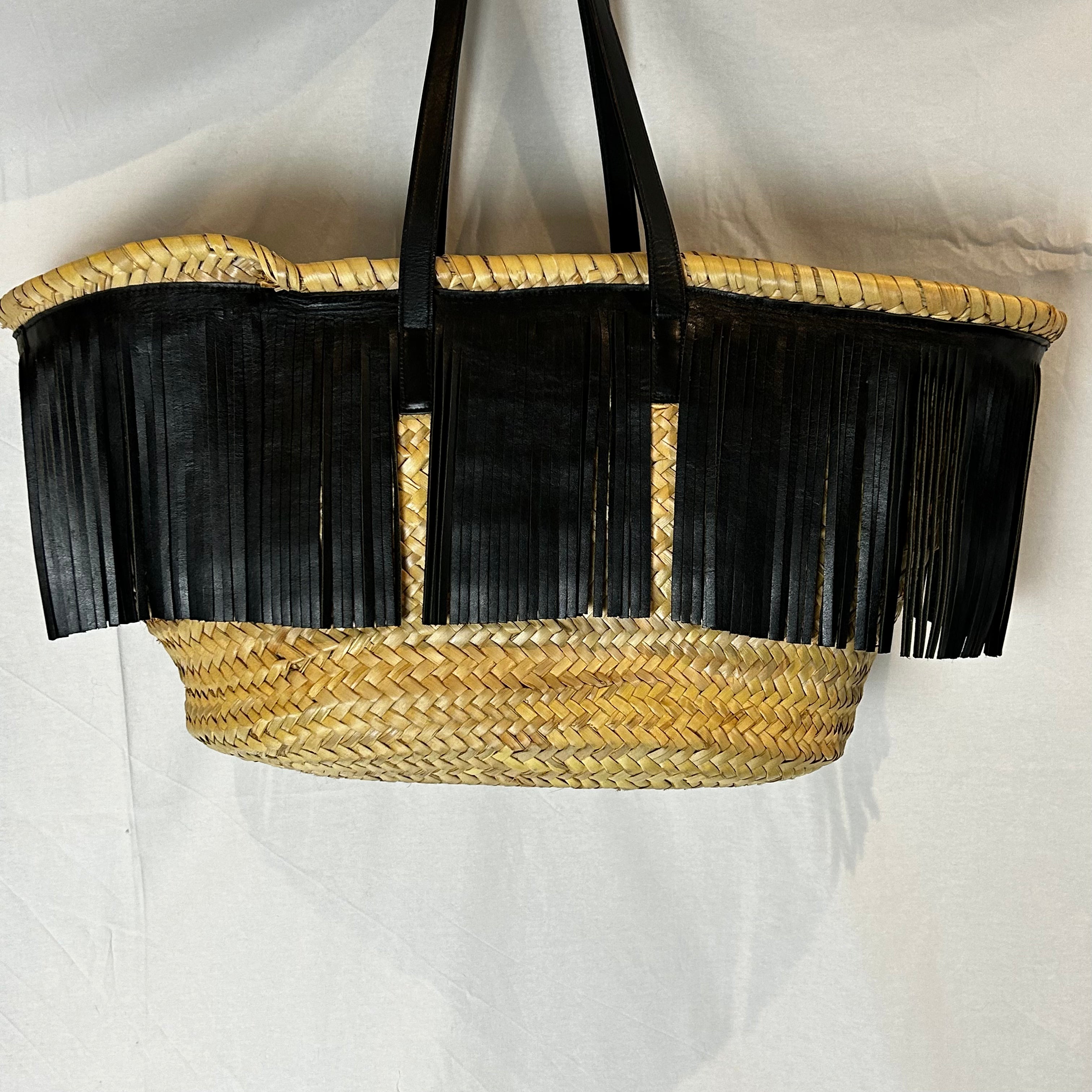 Saint Laurent Large Fringed Pannier Basket Bag