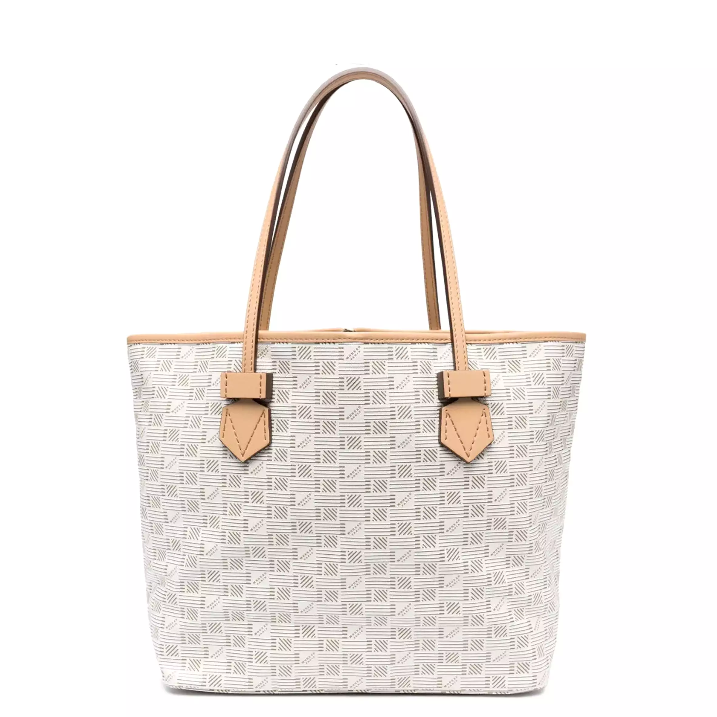 Saint Tropez Zip Tote MM, Milk / Cappuccino Trim