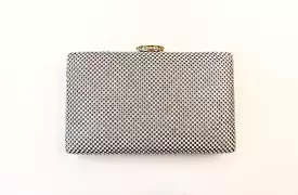 Silver Diamante Crystal Party Clutch Handbag