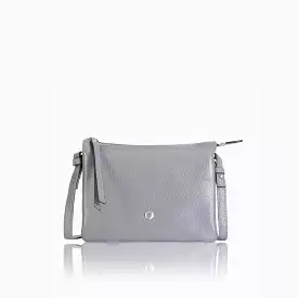 Slim Ladies Leather Crossbody, Oyster Grey