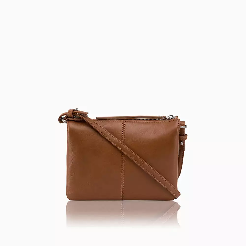 Slim Ladies Leather Crossbody, Tan