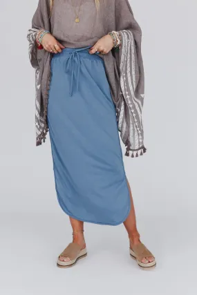 So Comfy Drawstring Maxi Skirt - Gunmetal