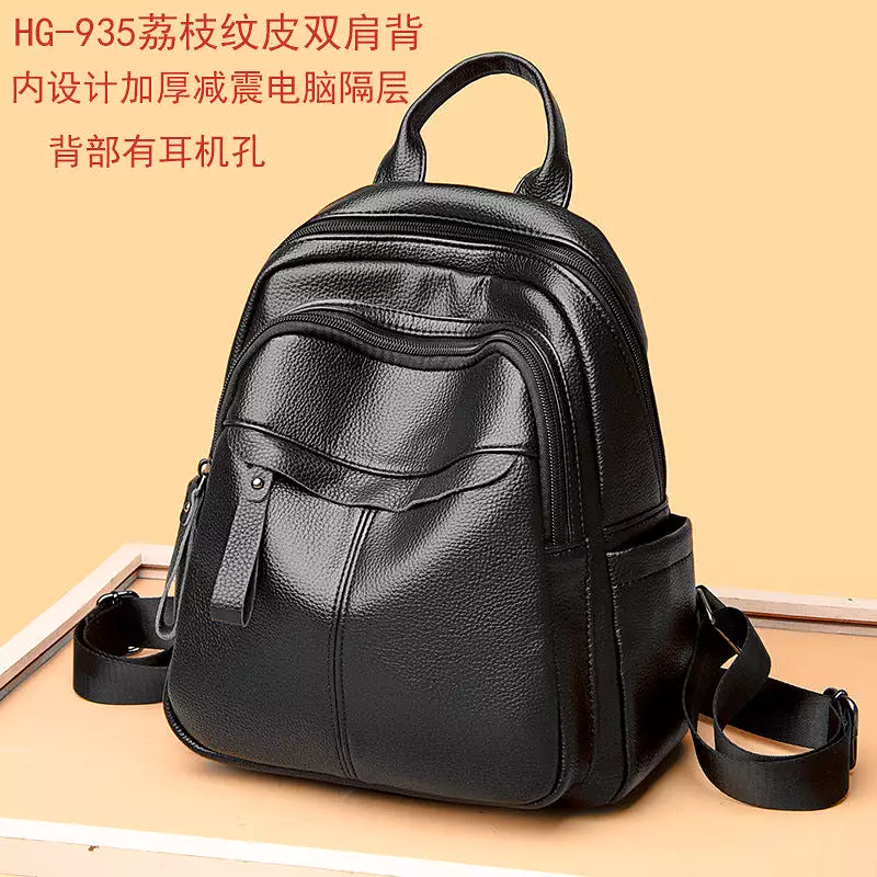 Soft leather backpack for women