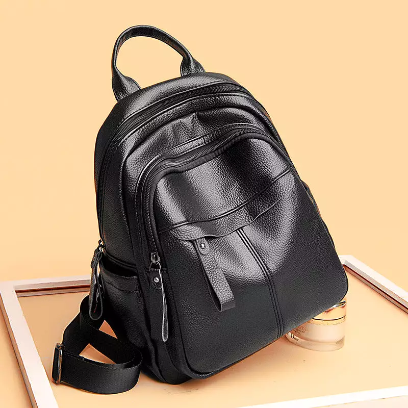 Soft leather backpack for women