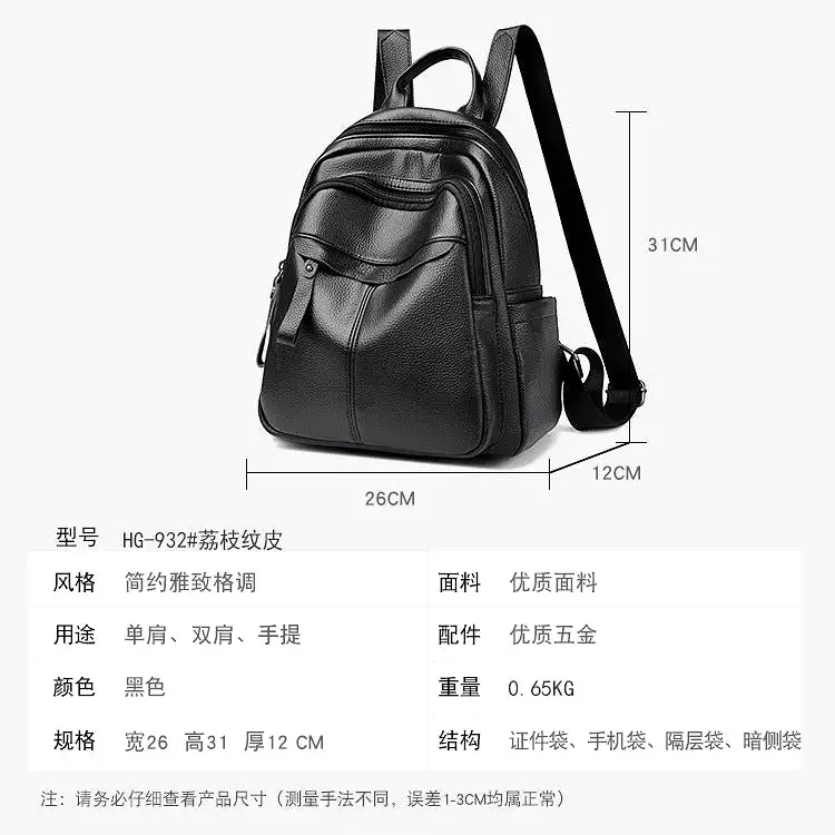 Soft leather backpack for women