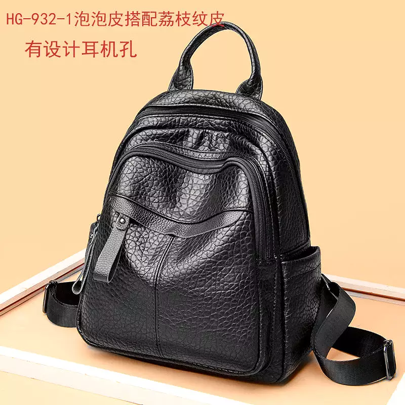 Soft leather backpack for women