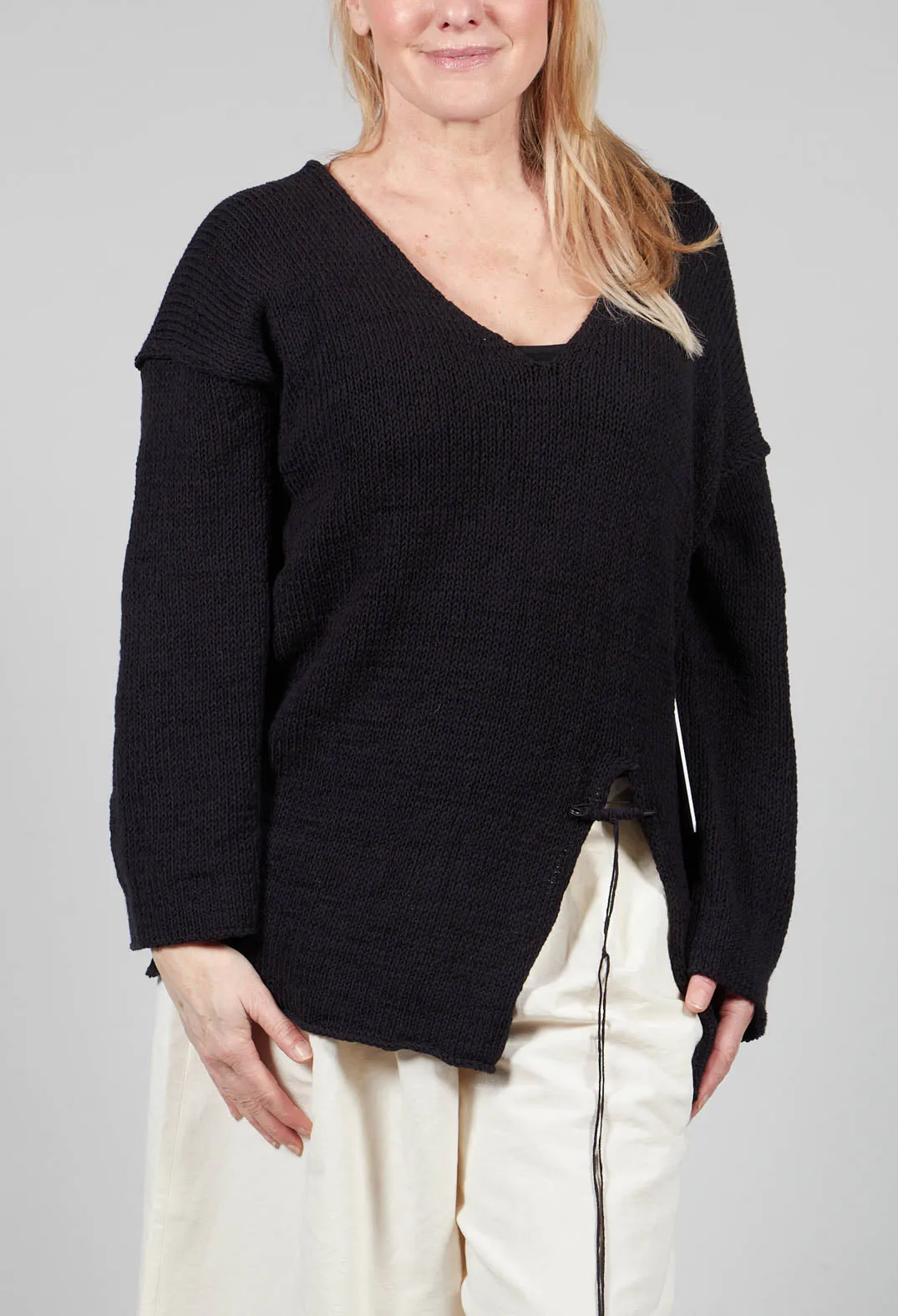 Soft V Neck Knit in Black