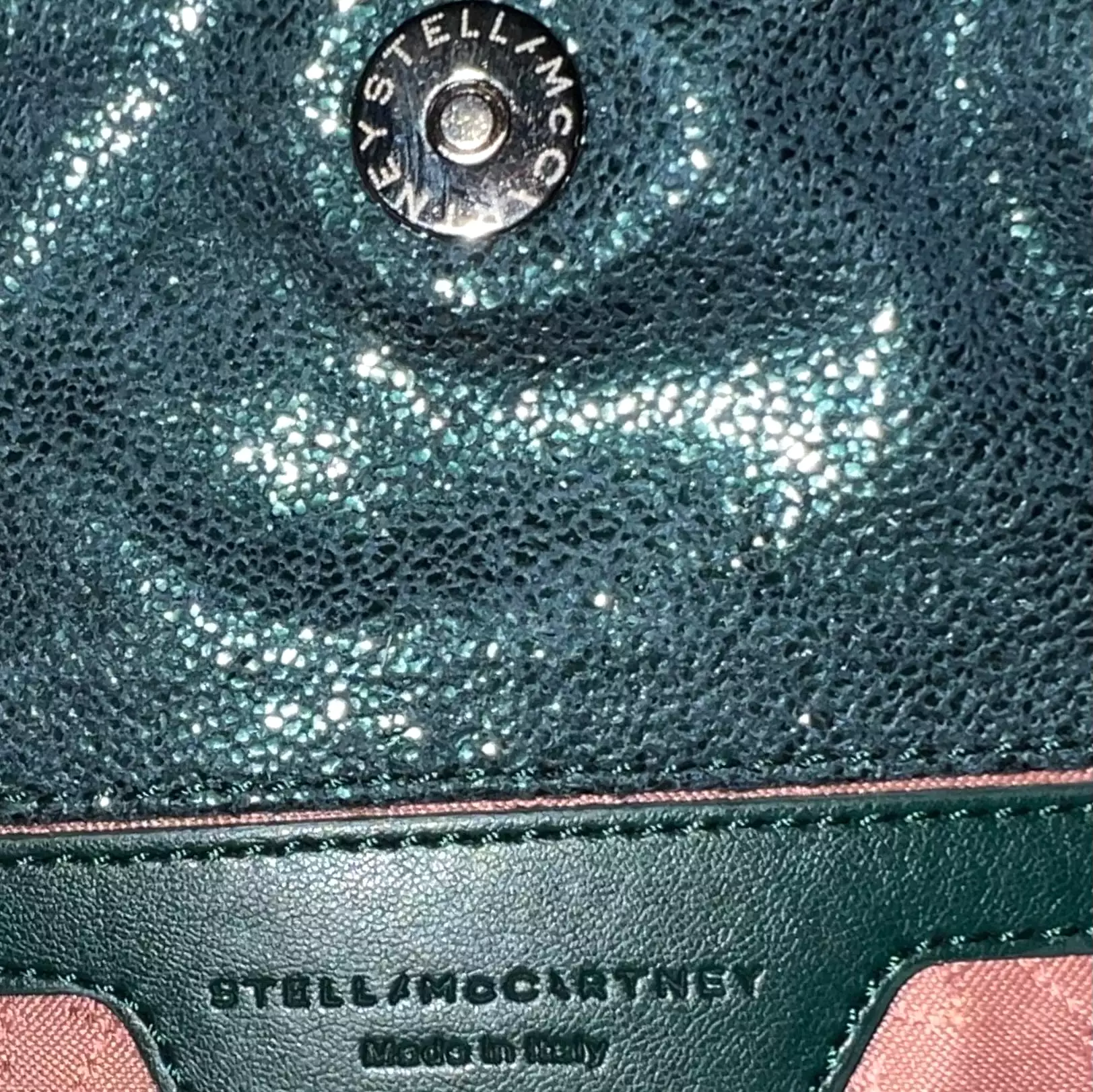 Stella McCartney Tiny Falabella Faux Leather Crossbody Bag Green Shimmer