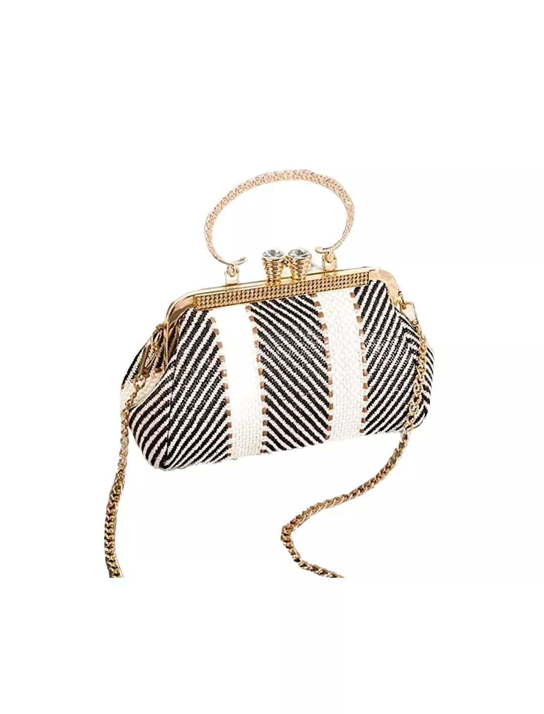 Striped Woven Pattern Gold Trim Purse