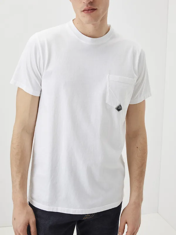 T-Shirt RoyRoger’s Pocket Man Heavy Jersey Cotone – New – Bianco