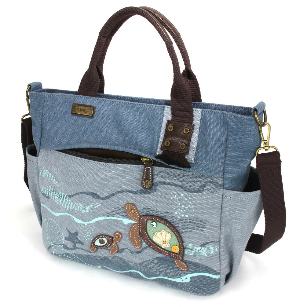 Turtles Canvas Print Pocket Tote