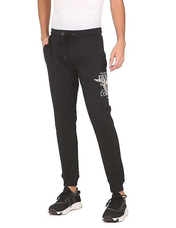 U.S. Polo Assn. Denim Co. Men Black Drawstring Waist Solid Joggers