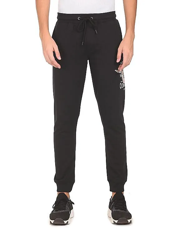 U.S. Polo Assn. Denim Co. Men Black Drawstring Waist Solid Joggers