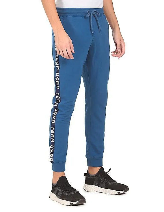 U.S. Polo Assn. Denim Co. Men Blue Drawstring Waist Solid Joggers