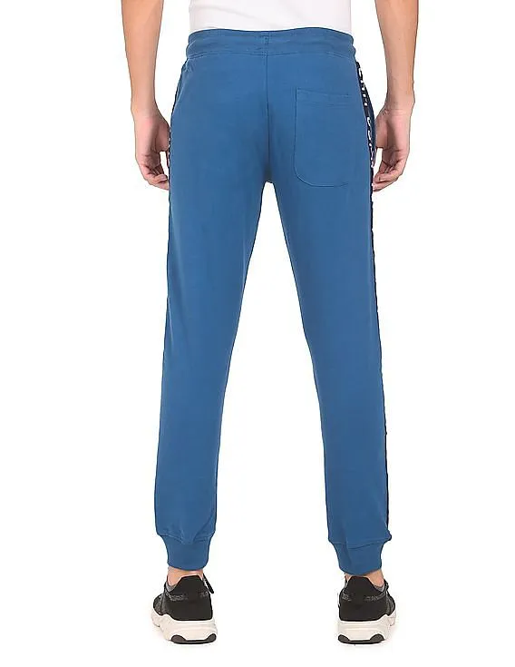 U.S. Polo Assn. Denim Co. Men Blue Drawstring Waist Solid Joggers