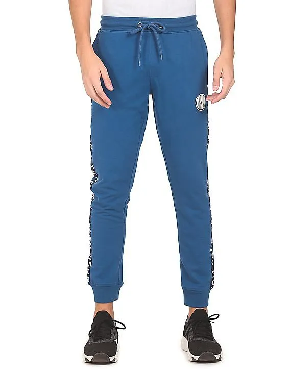 U.S. Polo Assn. Denim Co. Men Blue Drawstring Waist Solid Joggers