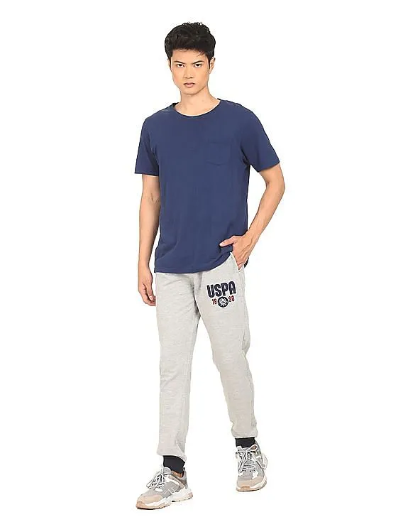 U.S. Polo Assn. Denim Co. Men Grey Drawstring Waist Heathered Joggers