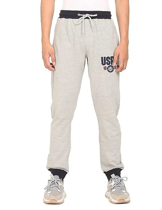 U.S. Polo Assn. Denim Co. Men Grey Drawstring Waist Heathered Joggers