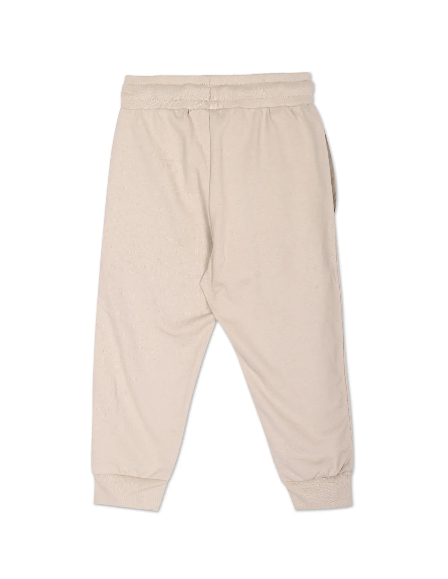 U.S. Polo Assn. Kids Boys Beige Drawstring Waist Brand Print Joggers