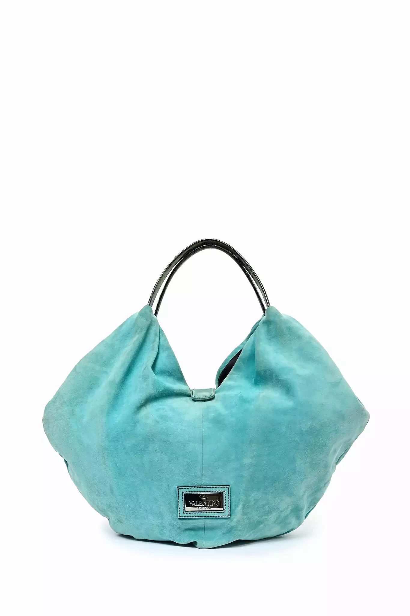 Valentino Blue Suede Bow Snake Handle Large Tote