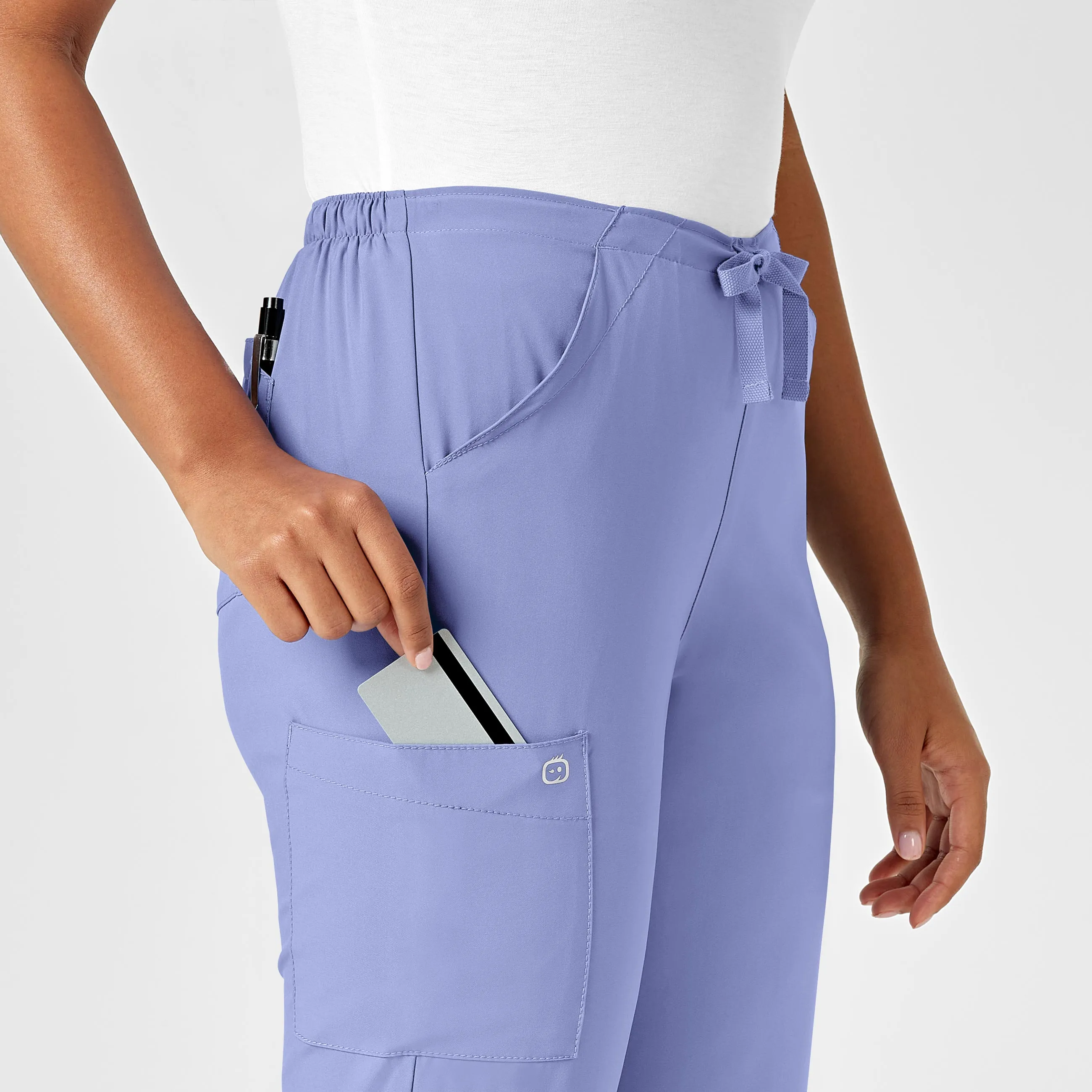 W123 Women's Drawstring Scrub Pant - Ceil Blue