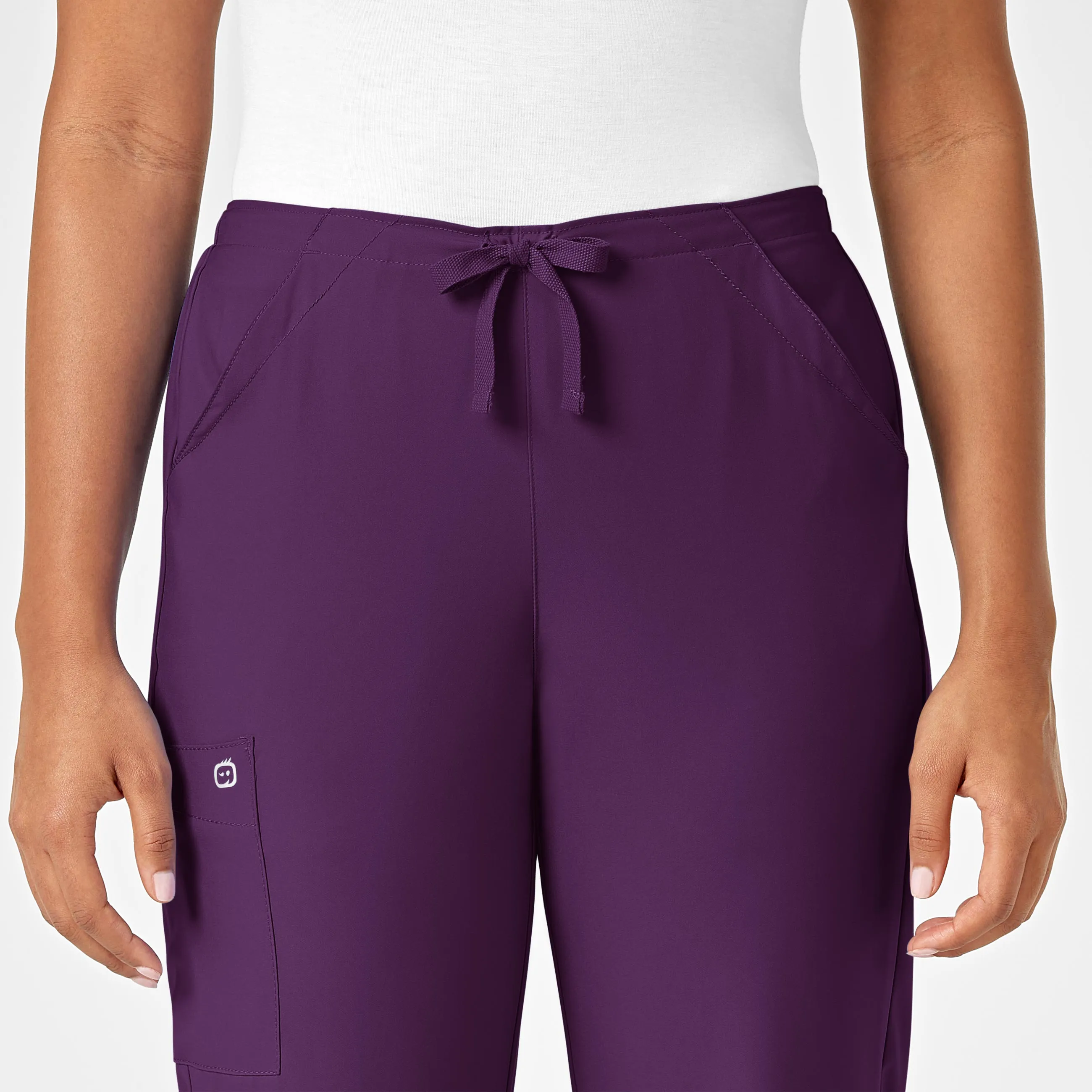 W123 Women's Drawstring Scrub Pant - Eggplant