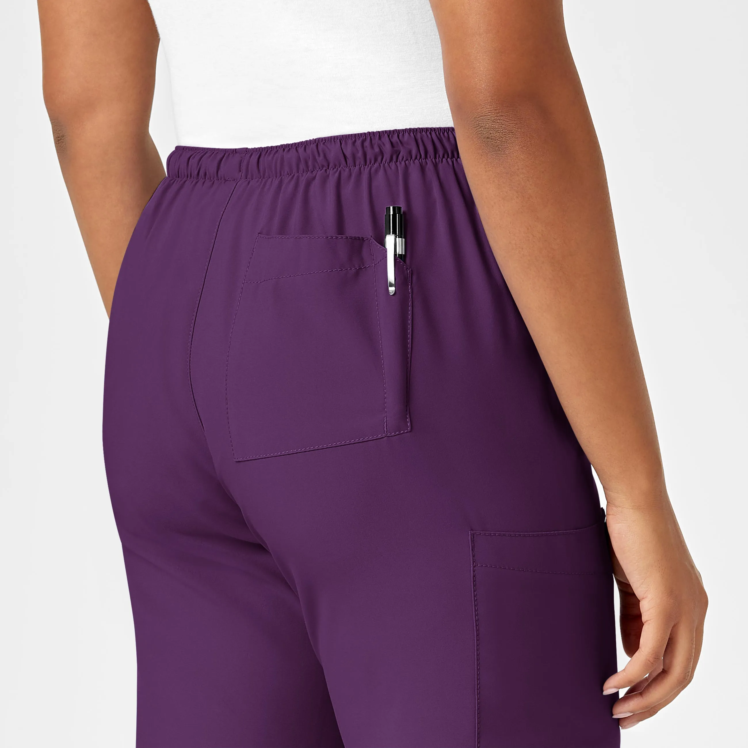 W123 Women's Drawstring Scrub Pant - Eggplant