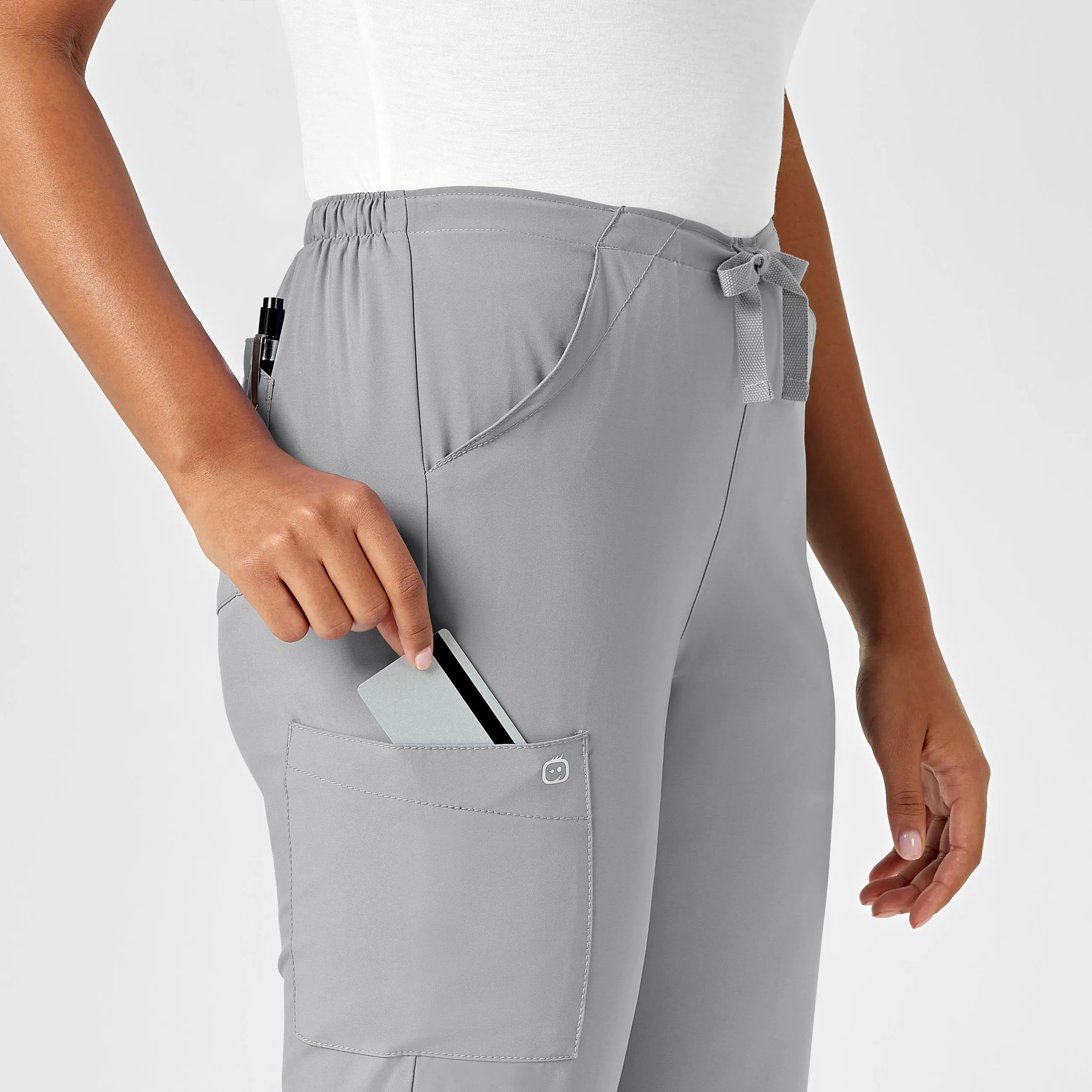 W123 Women's Drawstring Scrub Pant - Grey