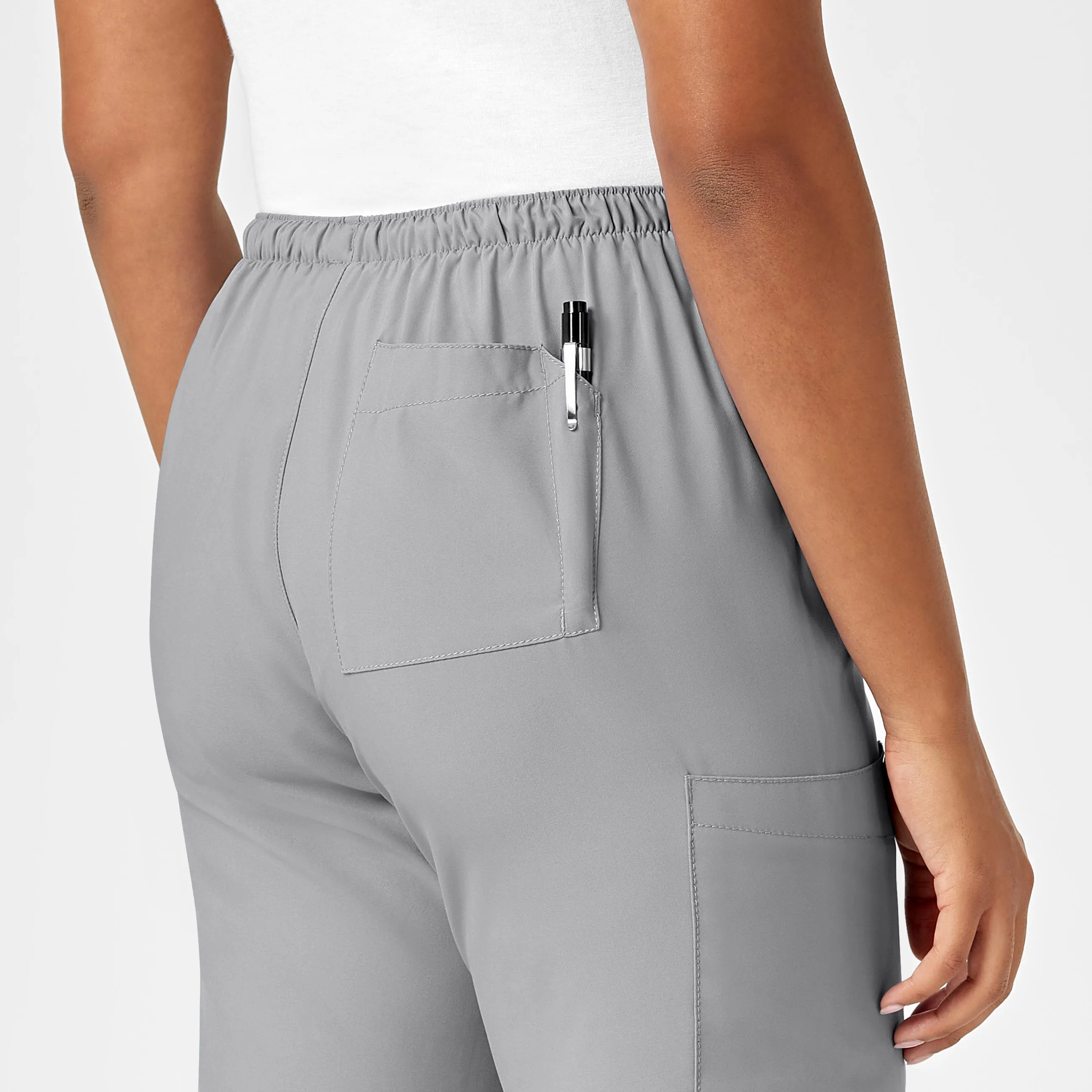 W123 Women's Drawstring Scrub Pant - Grey