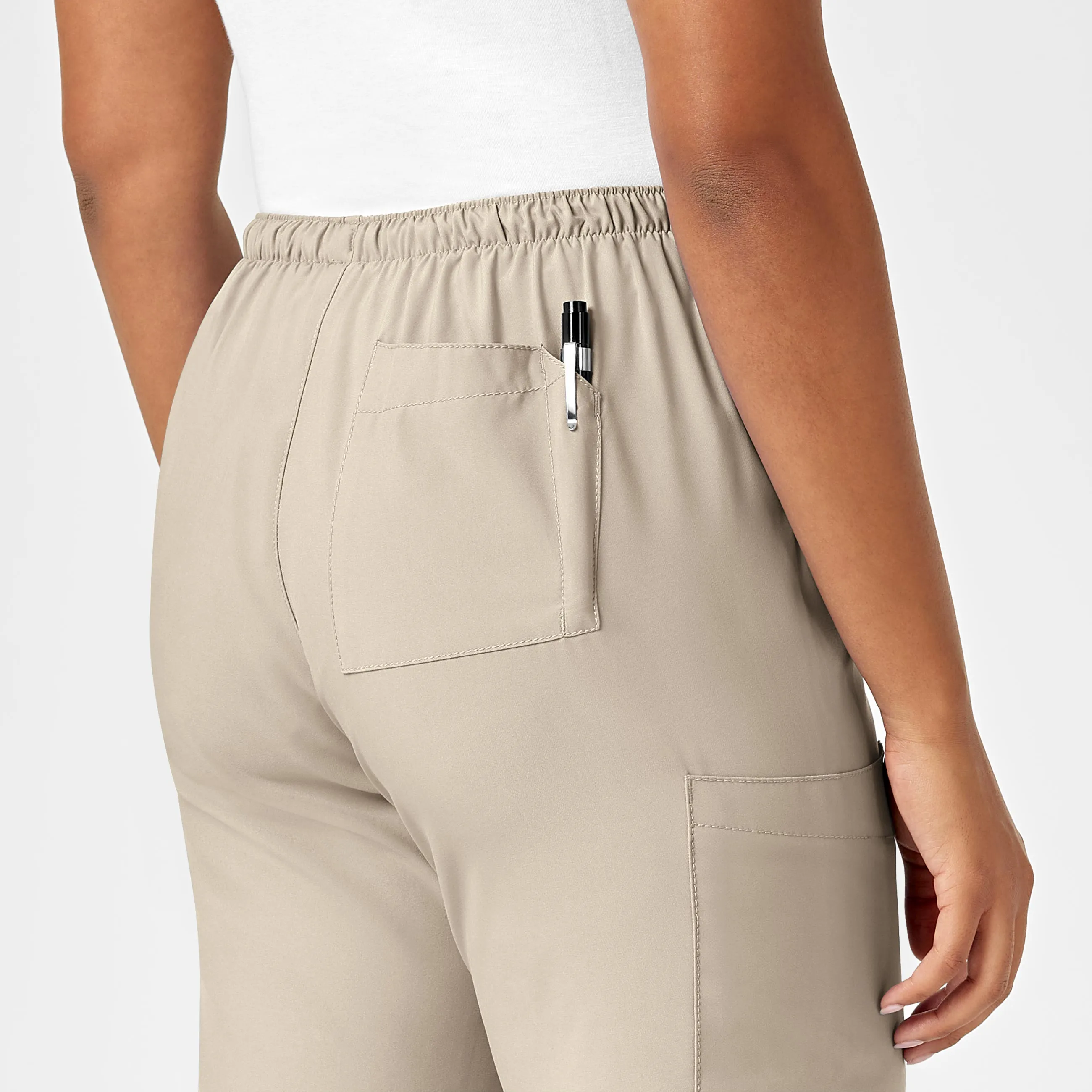 W123 Women's Drawstring Scrub Pant - Khaki