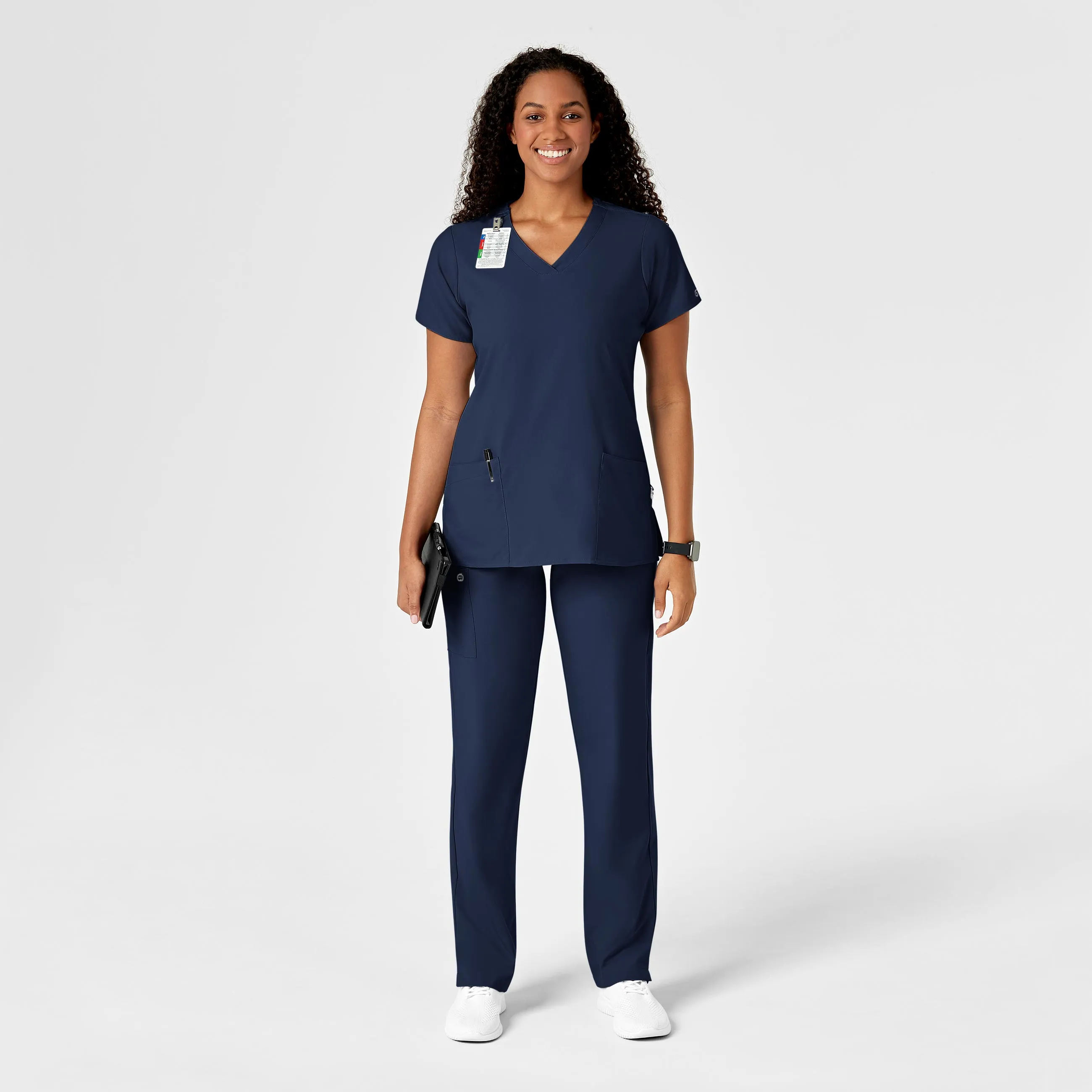 W123 Women's Drawstring Scrub Pant - Navy