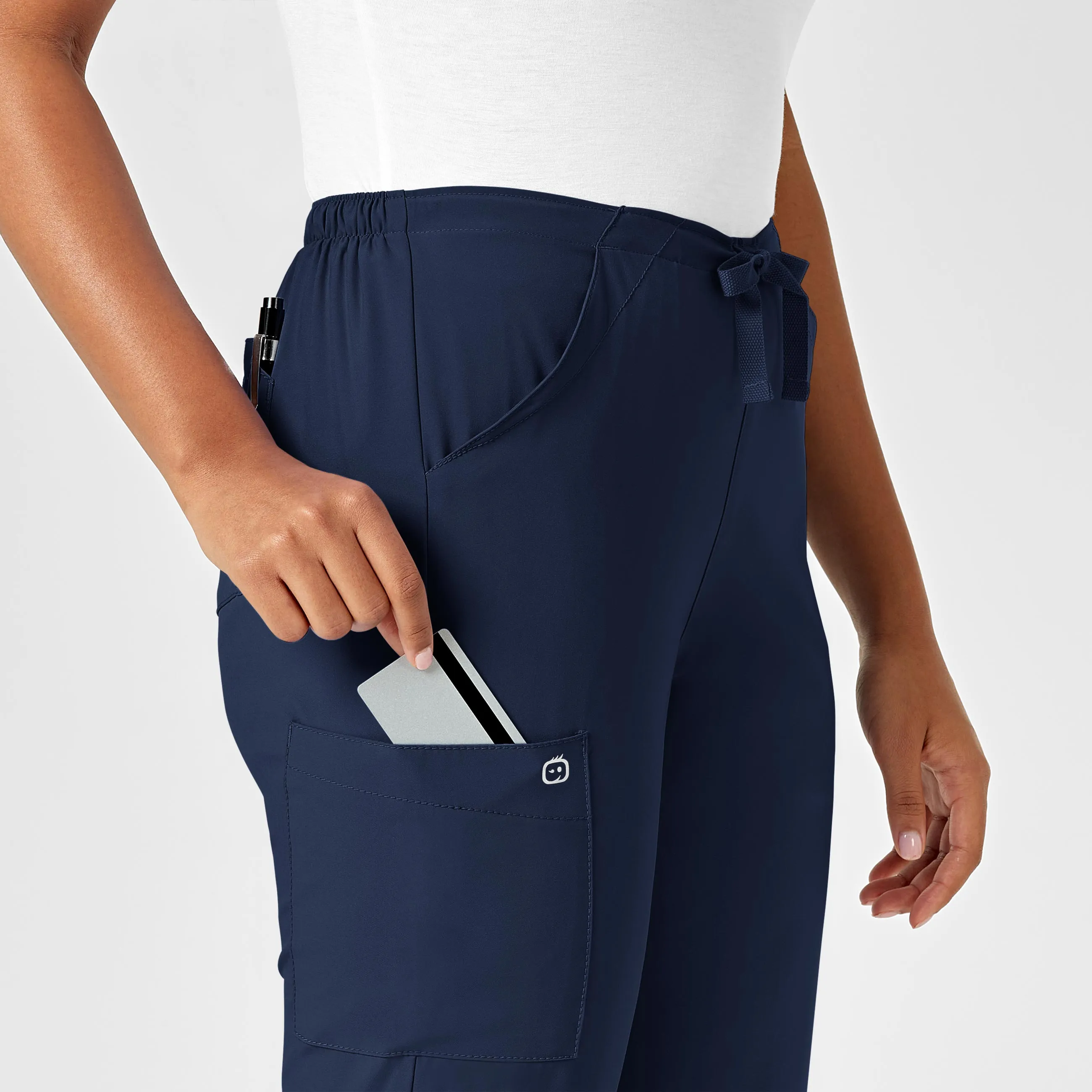 W123 Women's Drawstring Scrub Pant - Navy