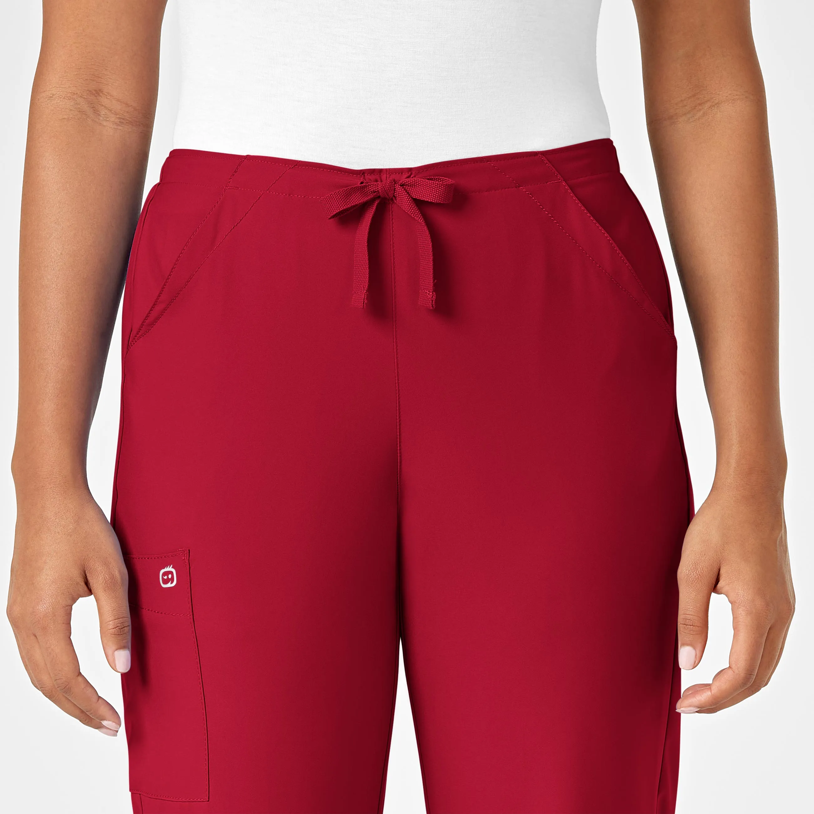 W123 Women's Drawstring Scrub Pant - Red